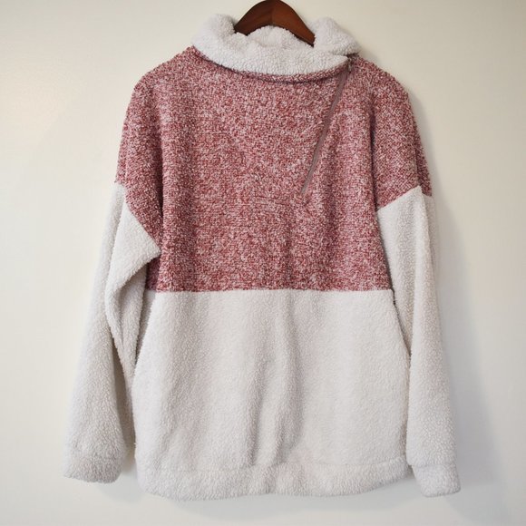 Kirundo color block teddy sherpa pullover with zipper neck - Picture 8 of 14